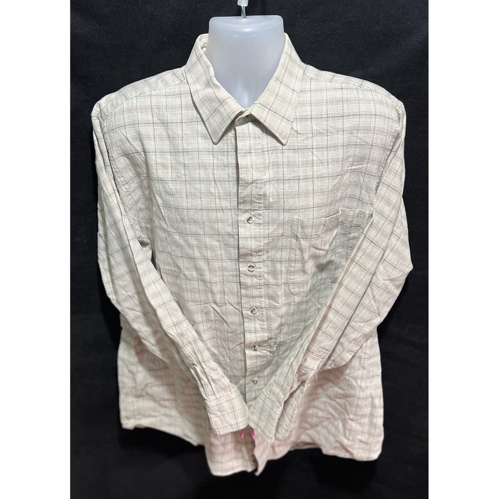 BARRINGTON Beige & Tan  Stripe Button Up Dress Shirt - Men's Size 17 1/2 X 34-35